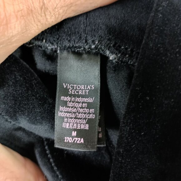 Victorias Secret Velour Jogger Pants Womens M Black Y2K Loungewear High Rise - Picture 7 of 8
